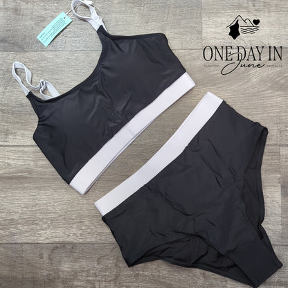 Adisputent High Waist Crop Bikini Swimsuit Size M