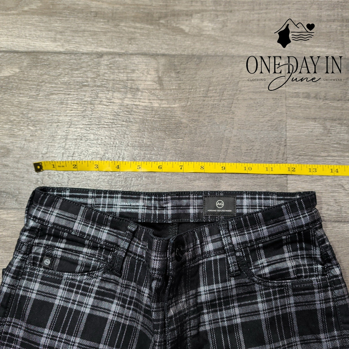 AG Adriano Goldschmied Farrah High Rise Skinny Jeans Black Plaid Size 2 (26)