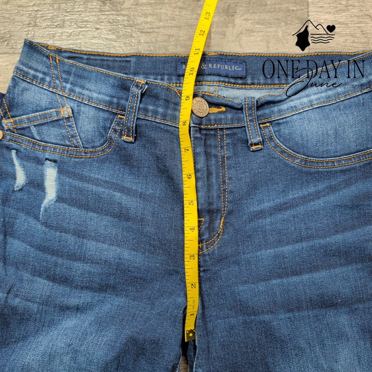 Rock & Republic Skinny Jeans Women's Blue Distressed Stretch Denim Size 10