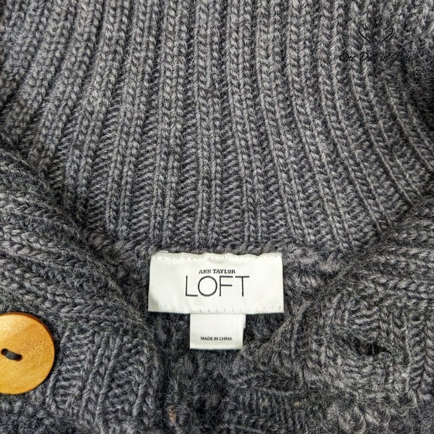 Loft Cowl Neck Button Front Shawl Size M