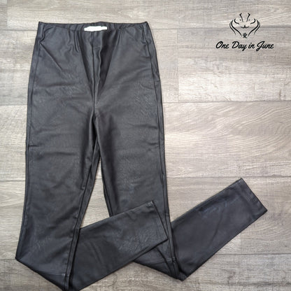Good American Faux Leather Pull On Skinny Ankle Pants Black Size 1