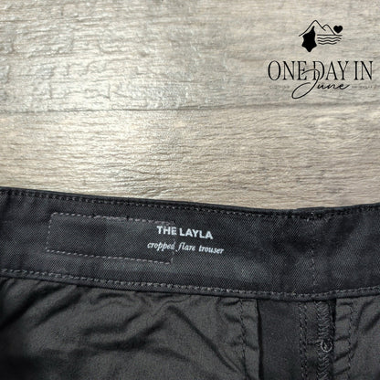 AG Adriano Goldschmied The Layla Cropped Flare Trouser Pants Black NWT Size 4