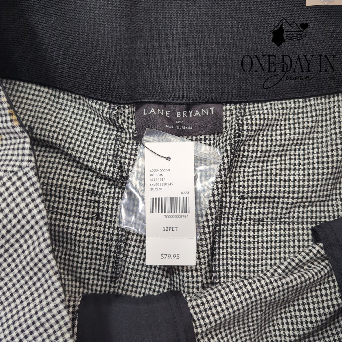 Lane Bryant Petite Wide Leg Capri Pants Black White Gingham NWT Size 12P