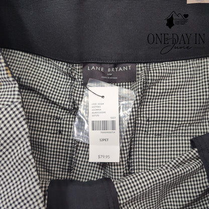 Lane Bryant Petite Wide Leg Capri Pants Black White Gingham NWT Size 12P