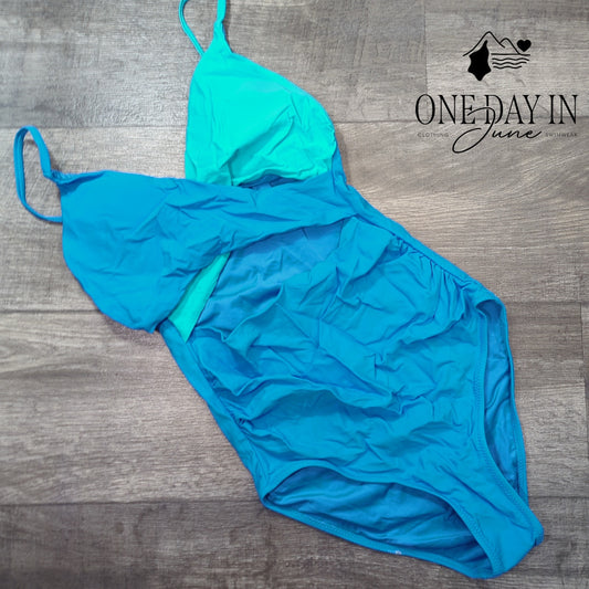 Blooming Jelly Cross Front Cut Out One Piece Swimsuit Size S