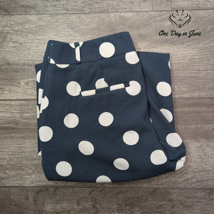 Loft Petite Marisa Skinny Crop Pants Navy White Polka Dot Size 4P