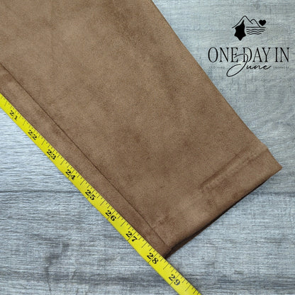 Chaps Faux Suede Pull On Ankle Pants Brown Side Zip NWT Size L
