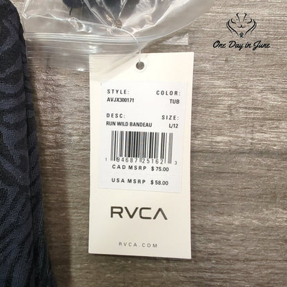 RVCA Run Wild Bandeau Bikini Top Jacquard Removable Straps NWT Size L