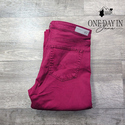 AG Adriano Goldschmied The Prima Mid Rise Cigarette Jeans Burgundy NWT Size 4