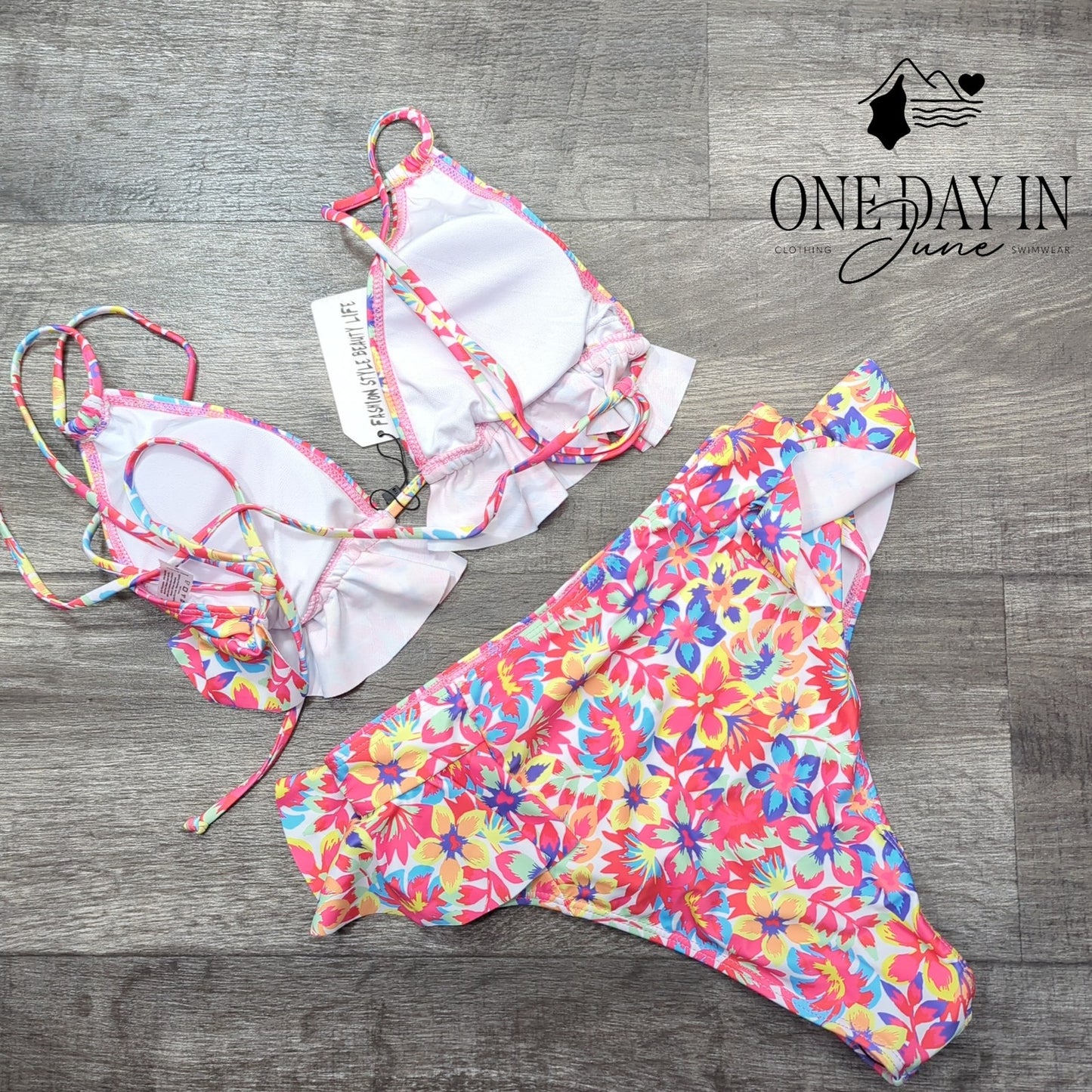 Sporlike Adjustable Triangle Ruffle Bikini Swimsuit Size S