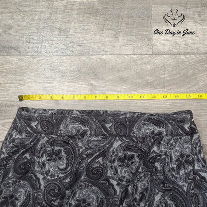 Talbots Wrap Mini Skirt Black Gray Paisley Print Lined Size 6
