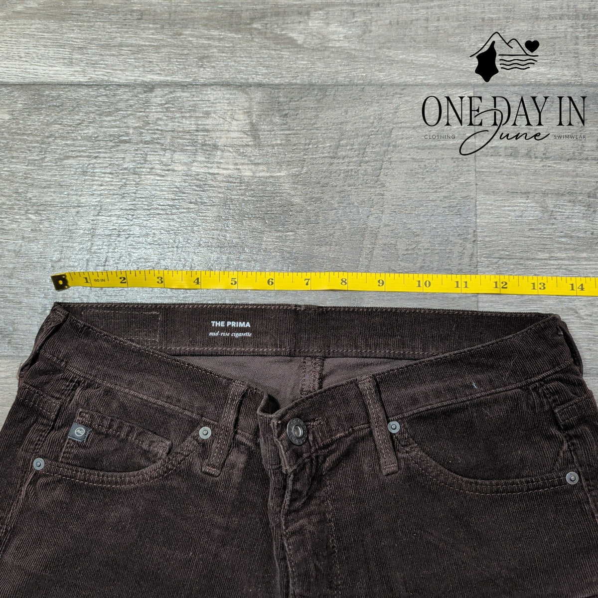 AG Adriano Goldschmied The Prima Mid Rise Cigarette Corduroy Pants Brown Size 4