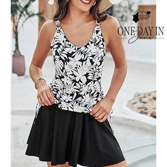 Kate Kasin Skirted Tankini Swimsuit Size M