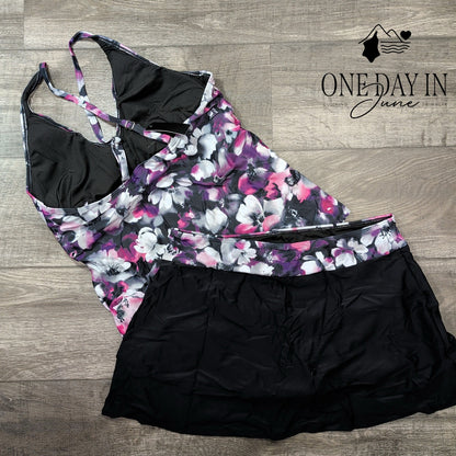 Talisea Skirted Floral Tankini Swimsuit Size XL