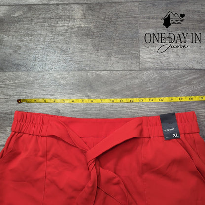 New York & Company 7th Avenue Shorts Red 4" Stretch Tie Waist NWT Size XL