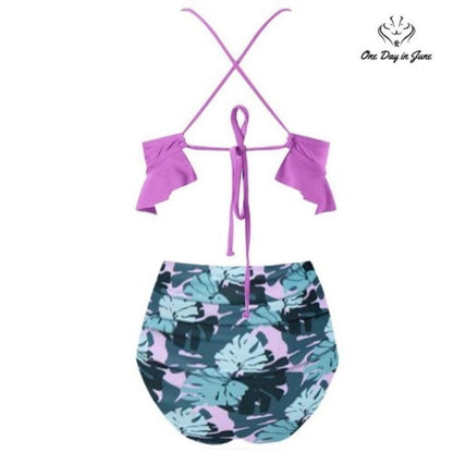 I2Crazy High Waist Ruffle Bikini Swimsuit Size M