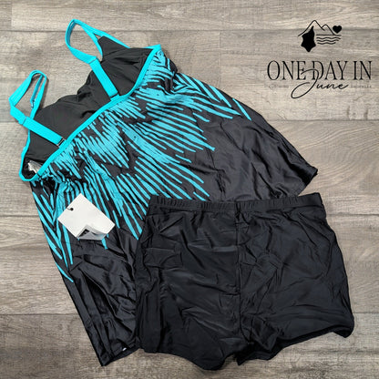 Hanna Nikole Plus Size Boyshort Tankini Swimsuit Size 14W