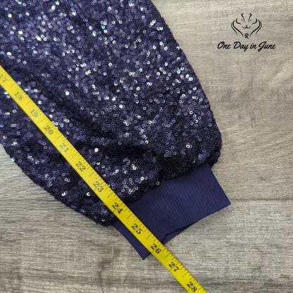 Susana Monaco Sequin Drawstring Jogger Pants Thunder Blue Size XS