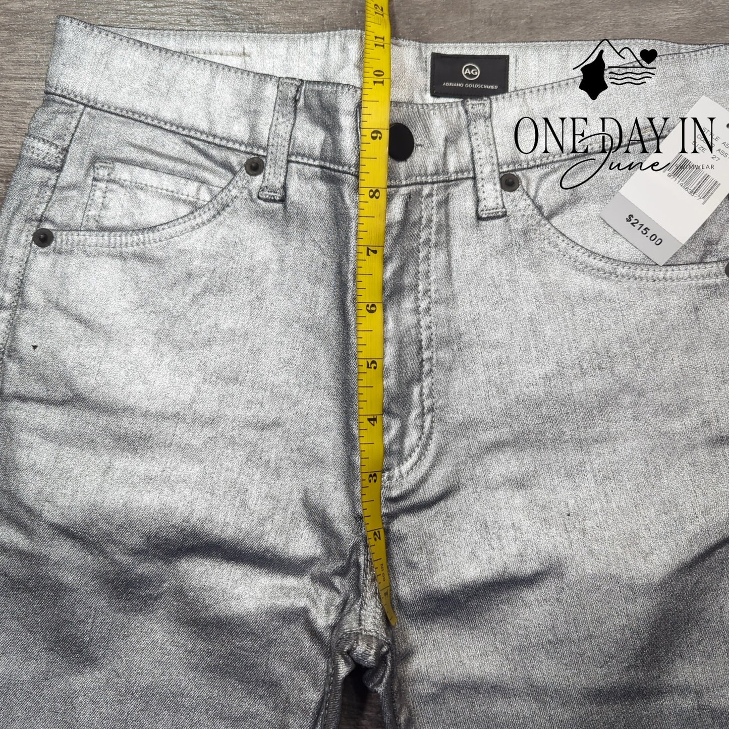 AG Adriano Goldschmied Coated Denim Crop Flare Jeans Size 27 (4)