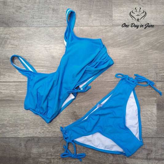 ODIJ Cross Front Lace Up Bottom Bikini Swimsuit Size S