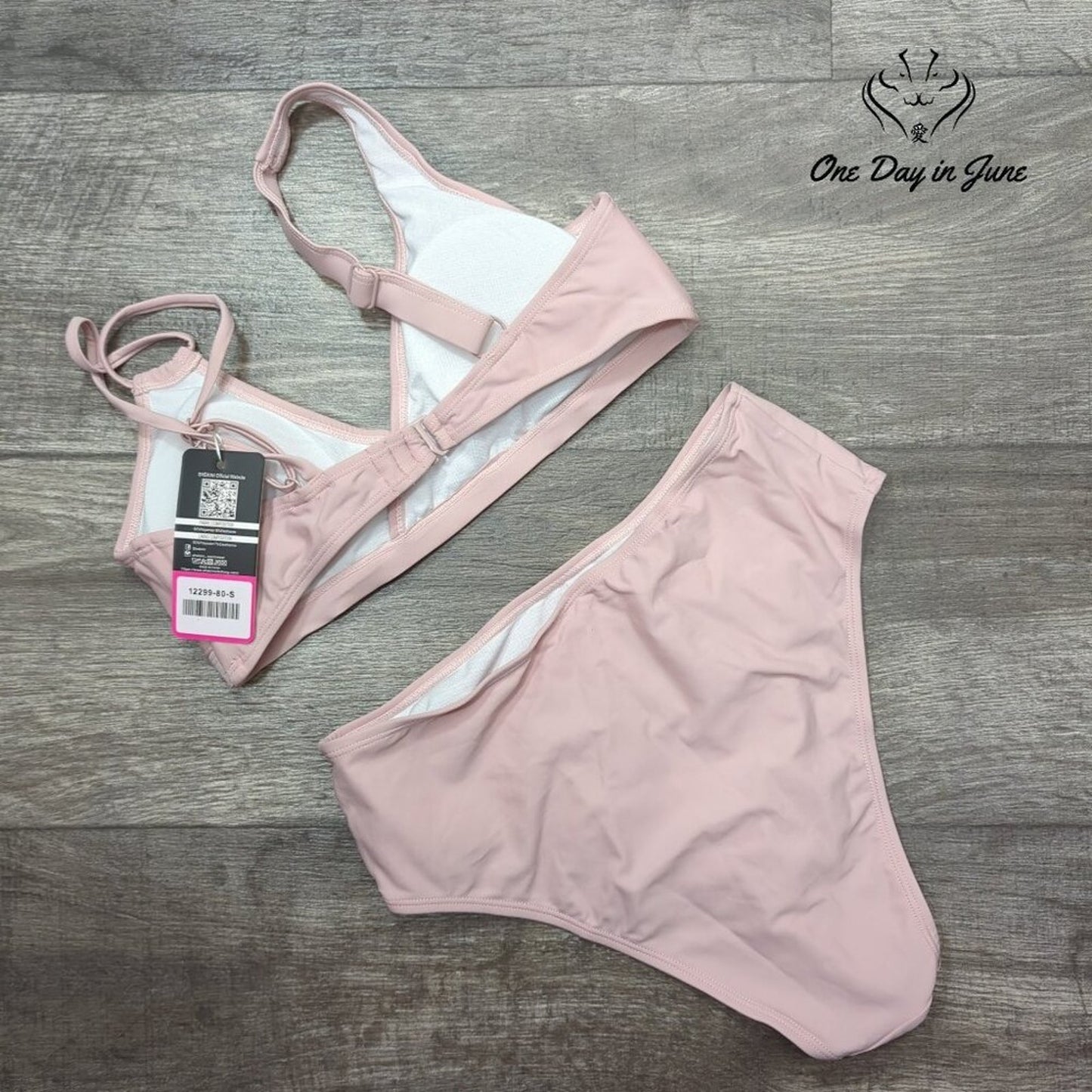 Shekini High Waist V Neck One Shoulder Bikini Swimsuit Size S