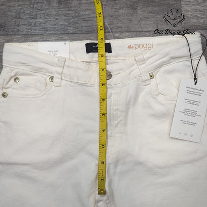 7 For All Mankind Girls The Peggi Tapered Straight Jeans Cream NWT Size 12