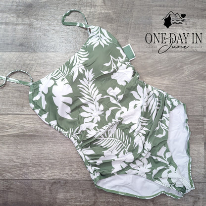 Eomenie Tropical Tummy Control One Piece Swimsuit Size M