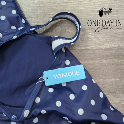 Yonique Polka Dot Swimdress One Piece Swimsuit Size XL