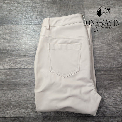 Boston Proper Faux Leather Bootcut Pants Ivory Cream Vegan Leather Size 6
