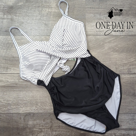 Eomenie Cross Front Cut Out One Piece Swimsuit Size XL