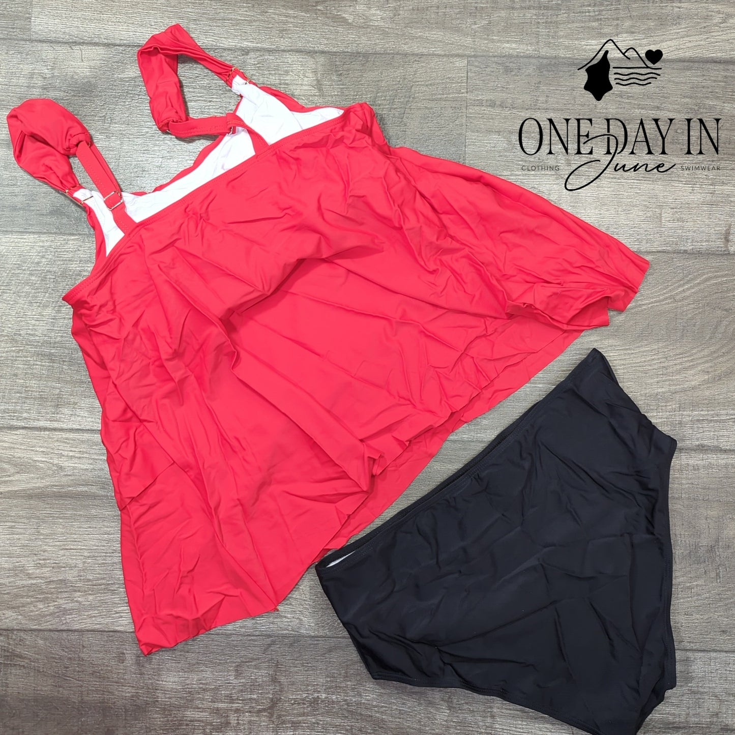 Charmo Wide Strap Tankini Swimsuit Size L