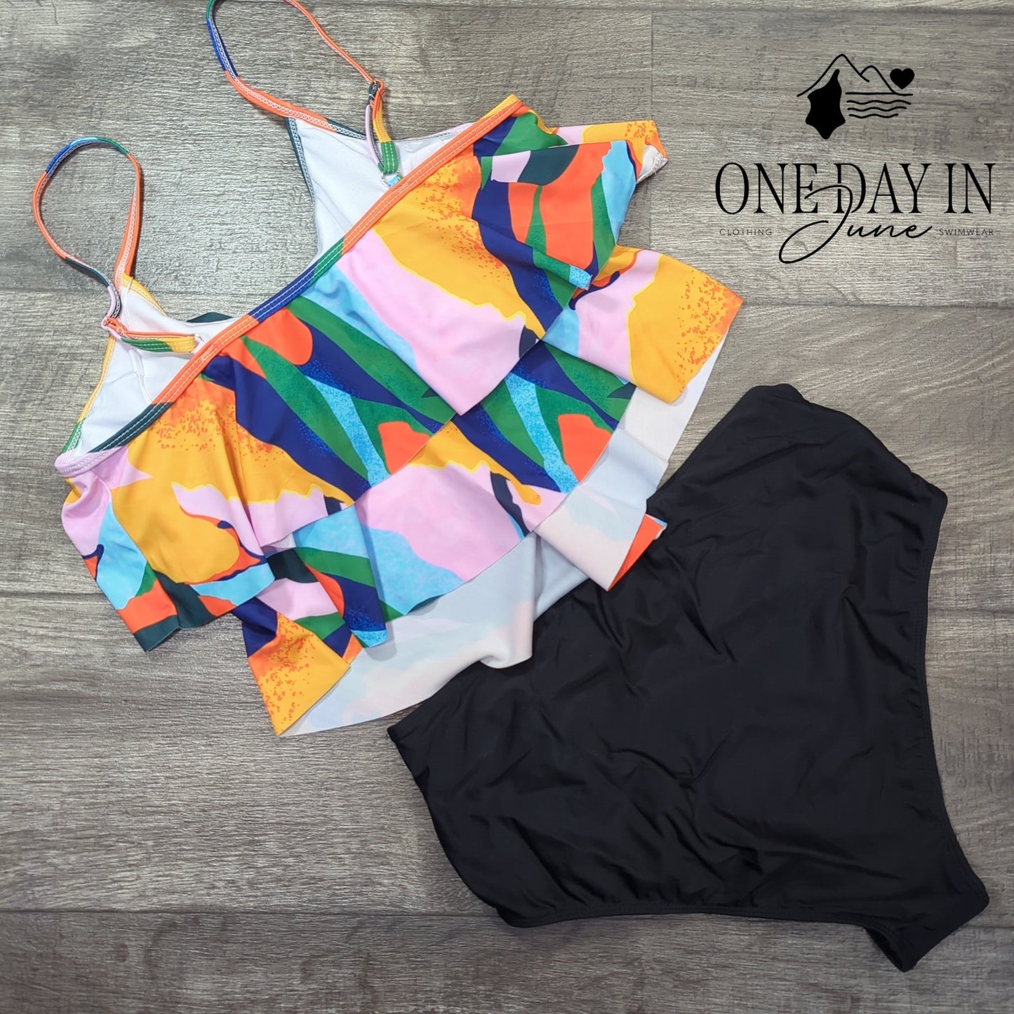 Adisputent High Waist Flounce Bikini Swimsuit Size L