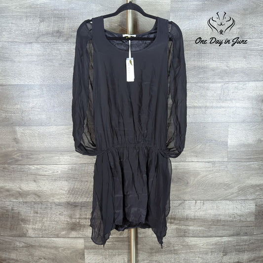 Gold Hawk Silk Black Caplet Dress Size S