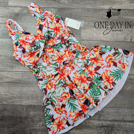 Grace Karin Tropical Swimdress One Piece Swimsuit Size L