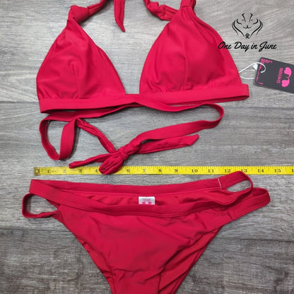 Shekini Halter Criss Cross Bikini Swimsuit Size S