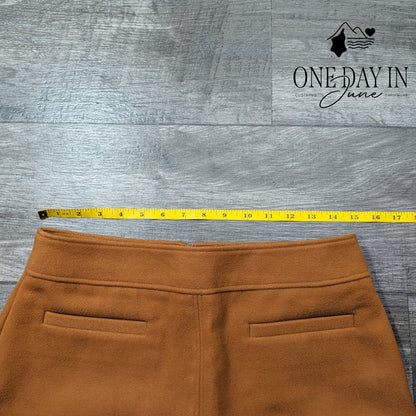 Loft Brown Lined A Line Mini Skirt Back Zip Pockets Size 6
