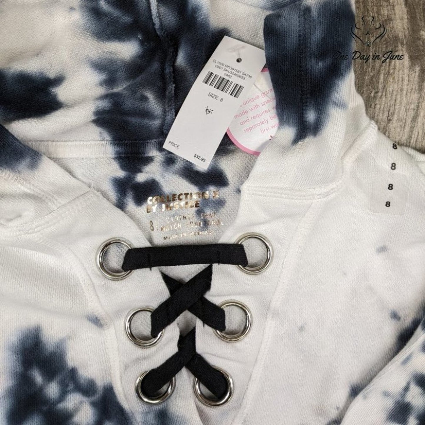 Justice Tie Dyed Long Sleeve Hoodie Size 8