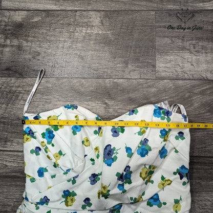 David's Bridal Strapless Floral Bubble Dress Size 14