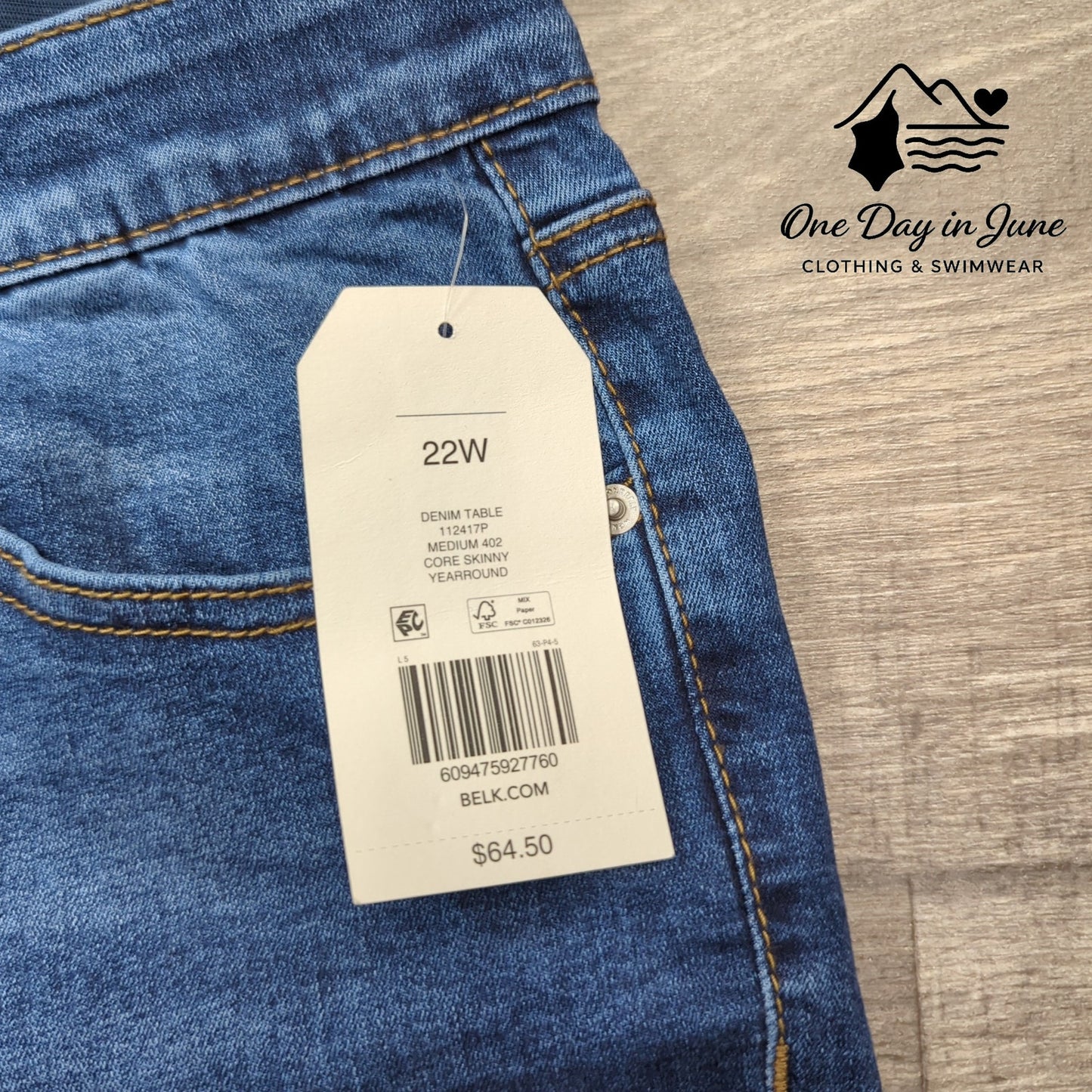 Wonderly Plus Size Mid Rise Skinny Jeans Size 22W