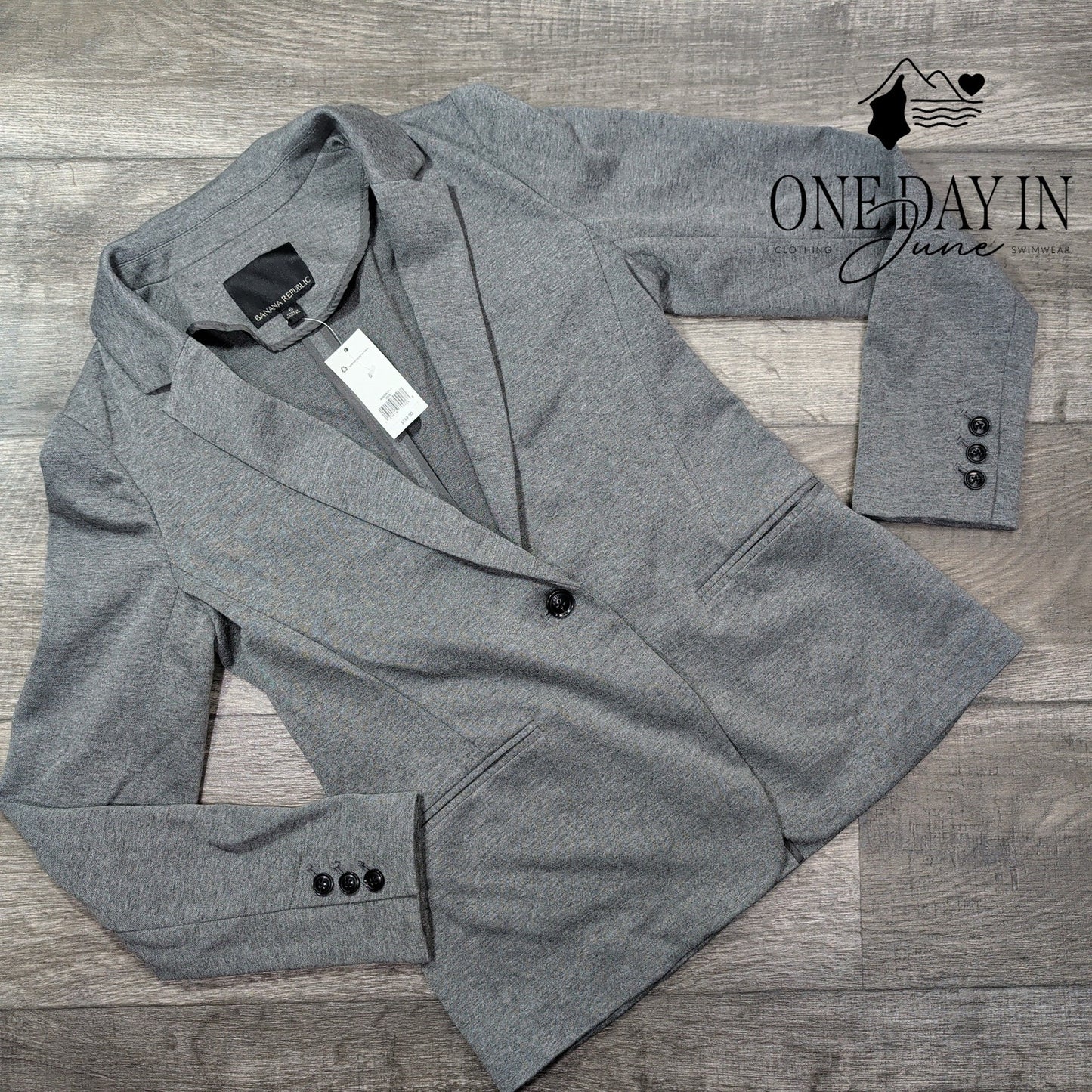 Banana Republic Single Button Blazer Gray Tailored Career Jacket NWT Size 6