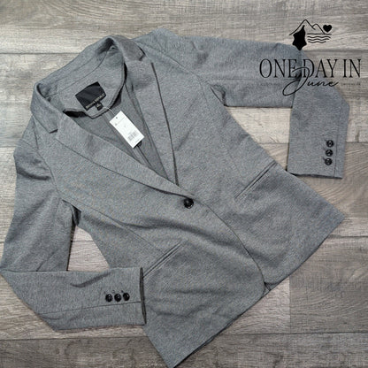 Banana Republic Single Button Blazer Gray Tailored Career Jacket NWT Size 6
