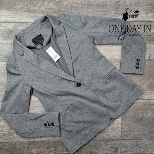 Banana Republic Single Button Blazer Gray Tailored Career Jacket NWT Size 6
