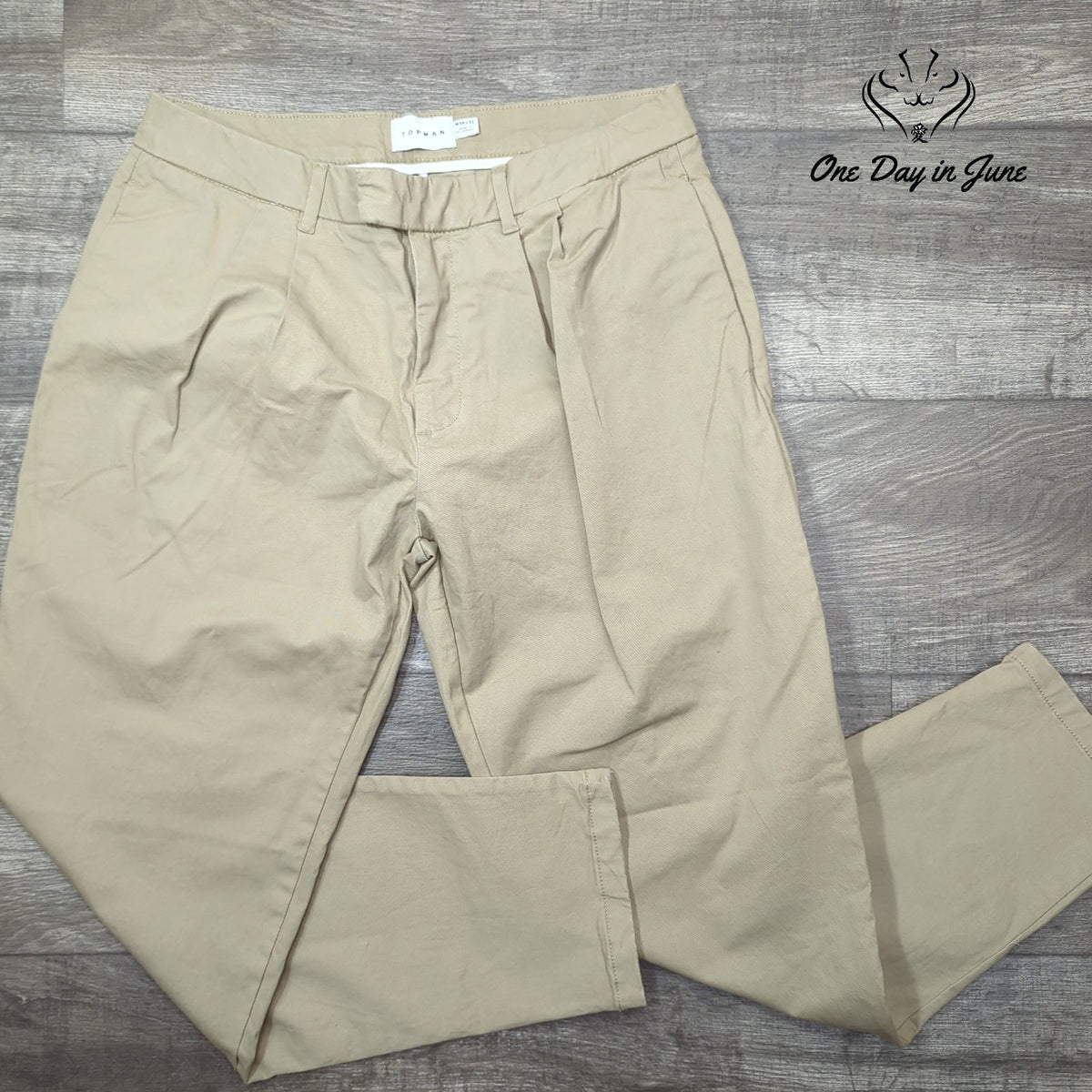 Topman Topman Men's Pleated Front Khaki Tan Chino Pants Size 34X32