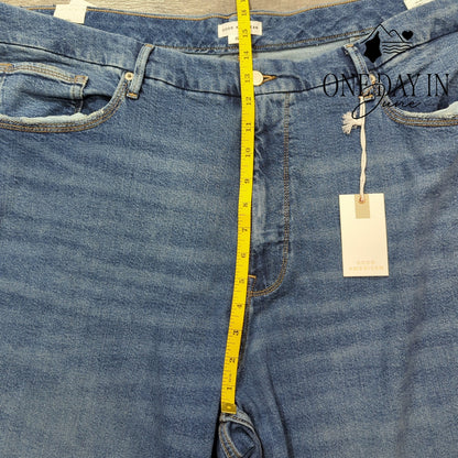 Good American Good 90s Relaxed Jeans Plus Raw Hem Indigo NWT Size 22