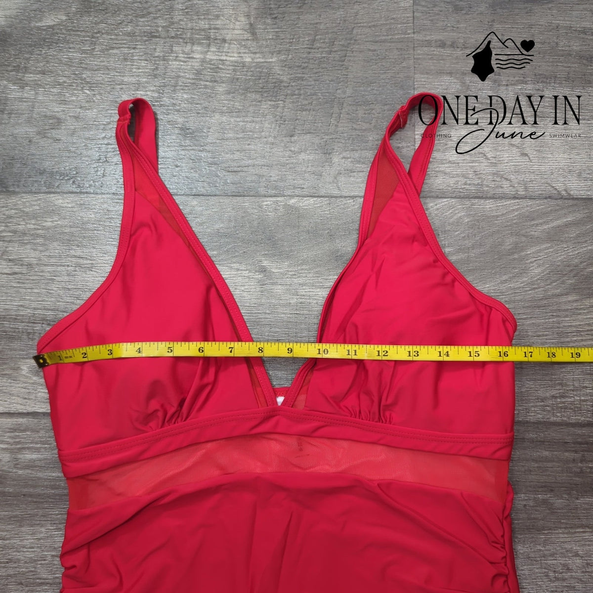 Zando Mesh Cut Out One Piece Swimsuit Red Ruched Tummy Control Size XL