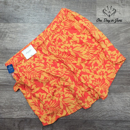 Arizona Jean Co. Tropical Floral Faux Wrap Tie Front Shorts Orange NWT Size M