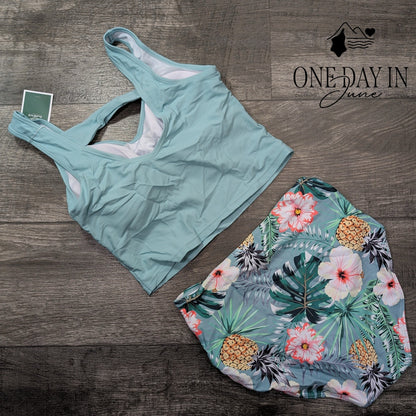 Eomenie Crop High Waist Bikini Swimsuit Size S