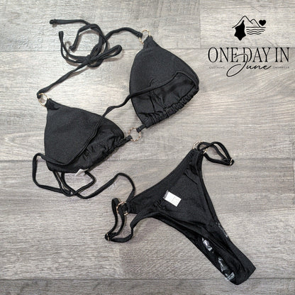 Miketai Adjustable Triangle Thong Bikini Swimsuit Size S