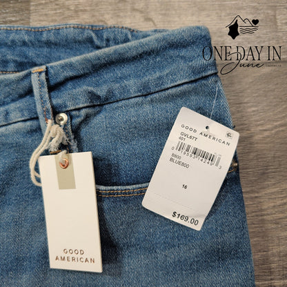 Good American Good Vintage Straight Leg Jeans Blue NWT Size 16