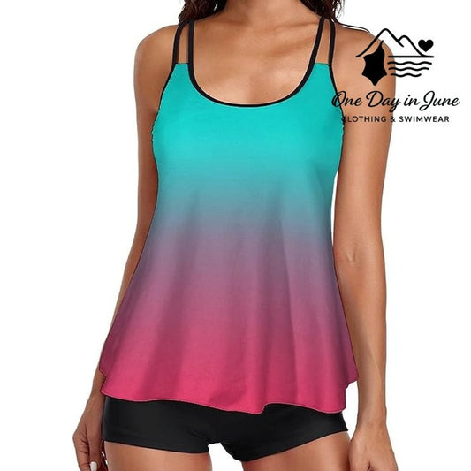 Urchics Ombre Boyshort Tankini Swimsuit Size XL